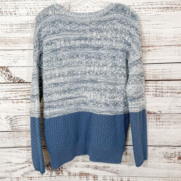 Caslon Blue & White Colorblock Split Hem Sweater, EUC, Size Small - Picture 8 of 13